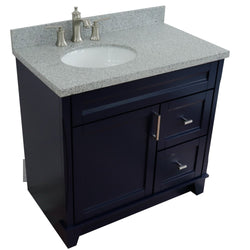 Bellaterra Home 37" Single sink vanity in White finish with Black galaxy granite and and Left door/Left sink - Luxe Bathroom Vanities