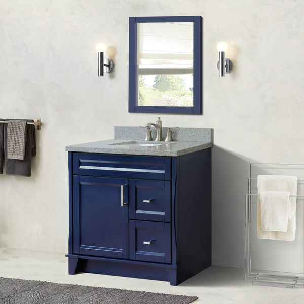 Bellaterra Home 37" Single sink vanity in White finish with Black galaxy granite and Left door/Center sink - Luxe Bathroom Vanities