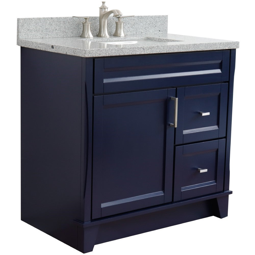 Bellaterra Home 37" Single sink vanity in White finish with Black galaxy granite and Left door/Center sink - Luxe Bathroom Vanities