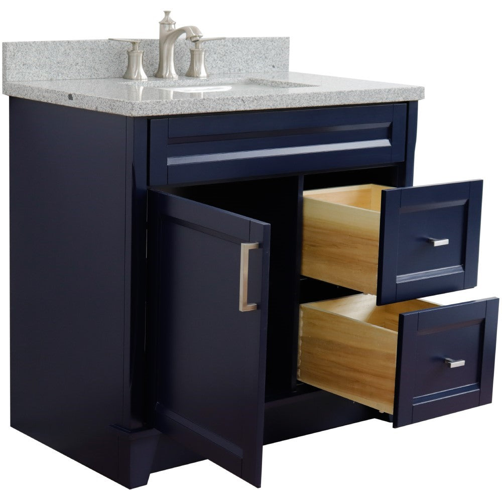 Bellaterra Home 37" Single sink vanity in White finish with Black galaxy granite and Left door/Center sink - Luxe Bathroom Vanities