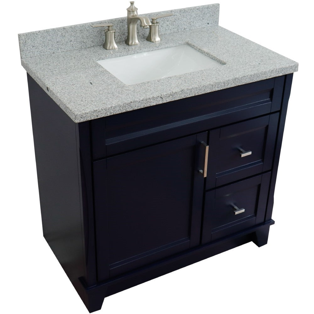 Bellaterra Home 37" Single sink vanity in White finish with Black galaxy granite and Left door/Center sink - Luxe Bathroom Vanities