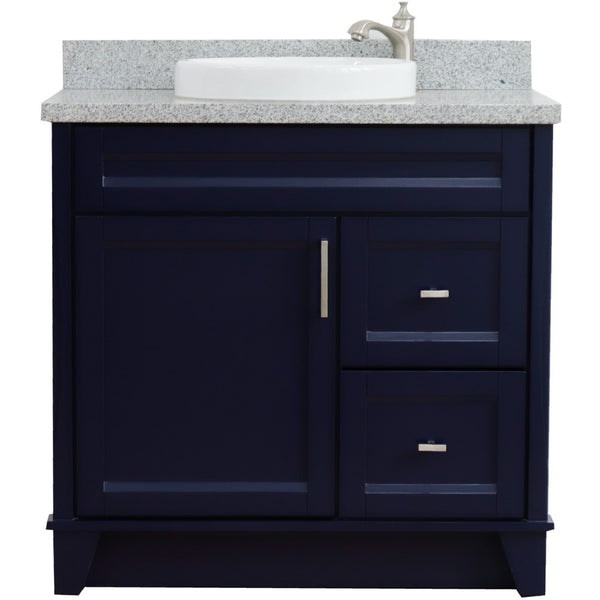 Bellaterra Home 37" Single sink vanity in White finish with White carrara marble and Left door/Round Center sink - Luxe Bathroom Vanities