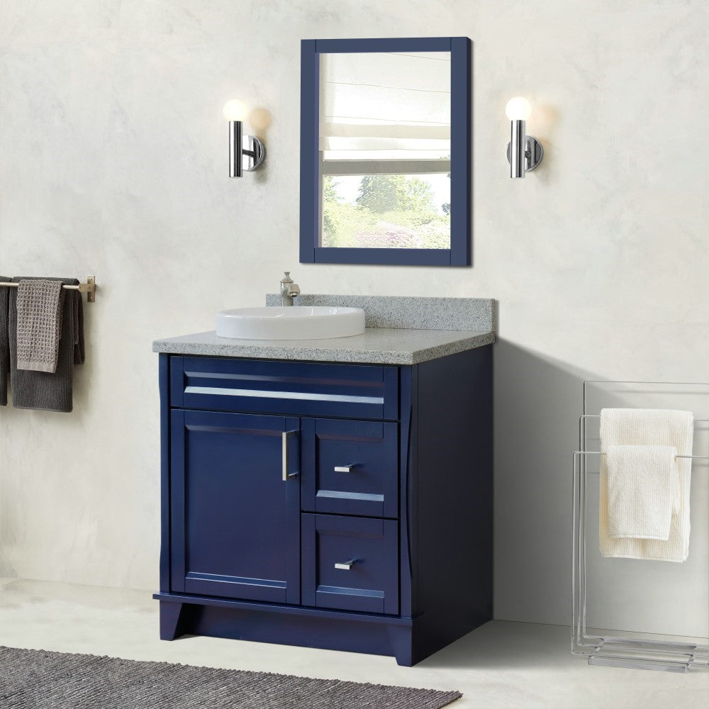 Bellaterra Home 37" Single sink vanity in White finish with Black galaxy granite and Left door/Round Left sink - Luxe Bathroom Vanities