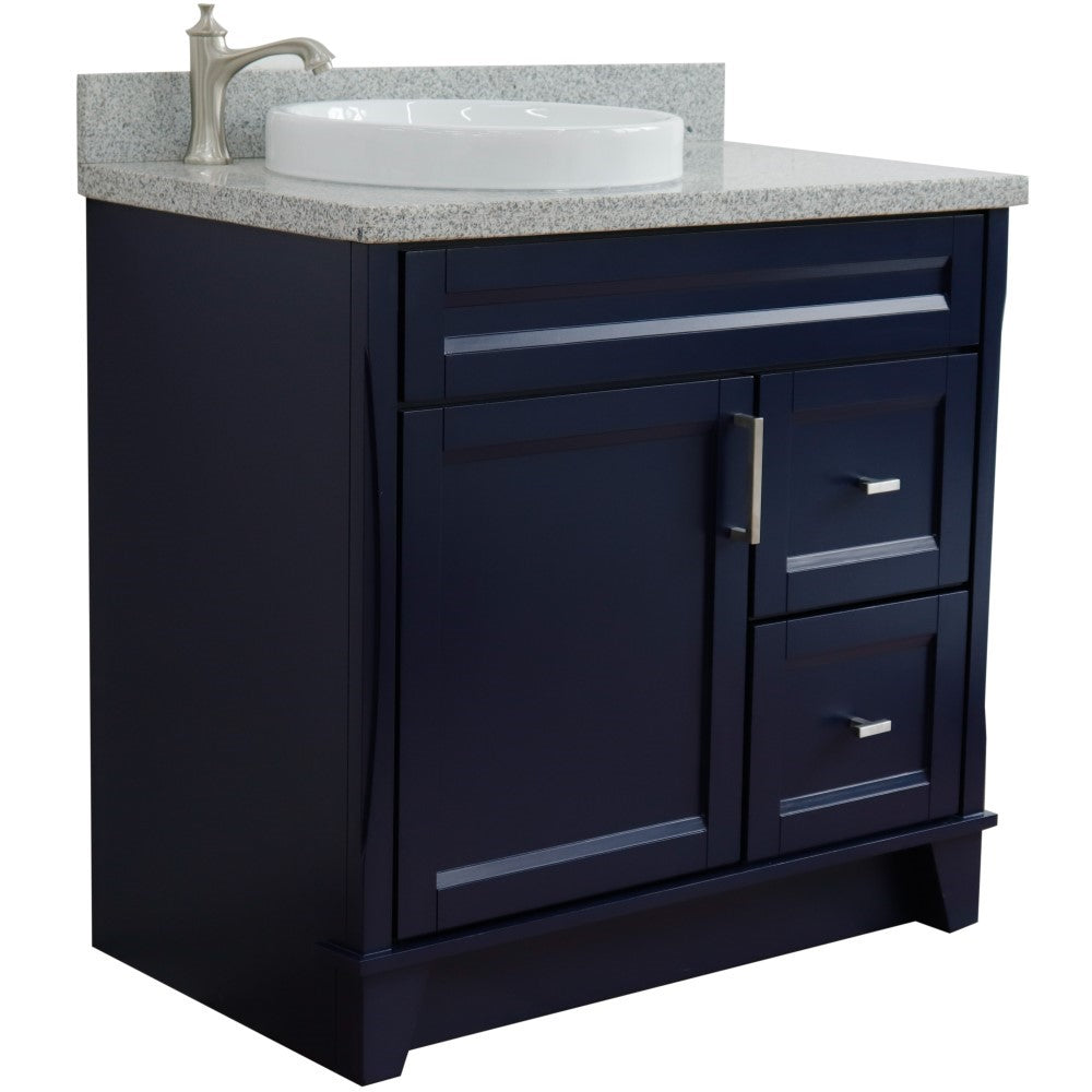 Bellaterra Home 37" Single sink vanity in White finish with Black galaxy granite and Left door/Round Left sink - Luxe Bathroom Vanities