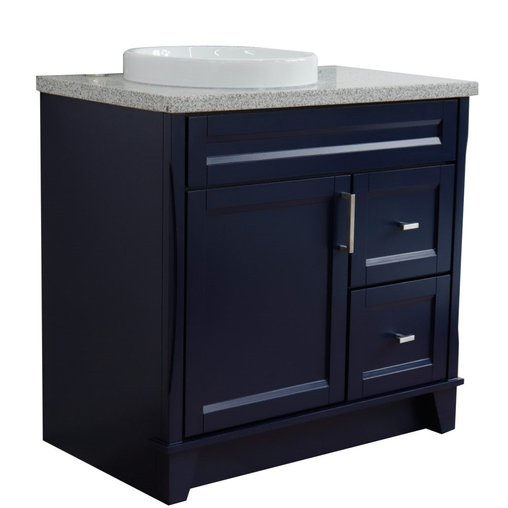 Bellaterra Home 37" Single sink vanity in White finish with Black galaxy granite and Left door/Round Left sink - Luxe Bathroom Vanities