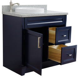 Bellaterra Home 37" Single sink vanity in White finish with Black galaxy granite and Left door/Round Left sink - Luxe Bathroom Vanities