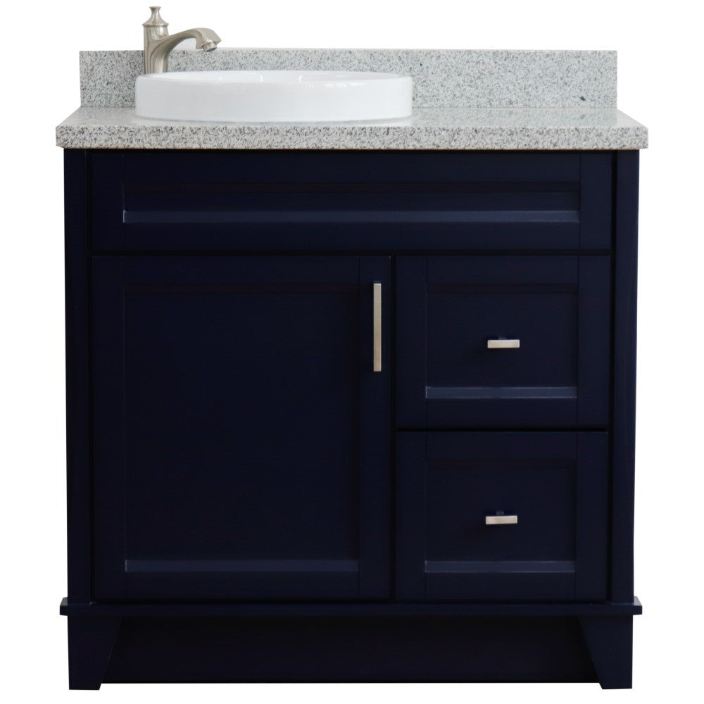 Bellaterra Home 37" Single sink vanity in White finish with Black galaxy granite and Left door/Round Left sink - Luxe Bathroom Vanities