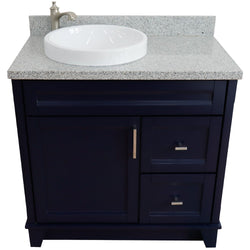 Bellaterra Home 37" Single sink vanity in White finish with Black galaxy granite and Left door/Round Left sink - Luxe Bathroom Vanities