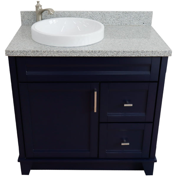 Bellaterra Home 37" Single sink vanity in White finish with Black galaxy granite and Left door/Round Left sink - Luxe Bathroom Vanities