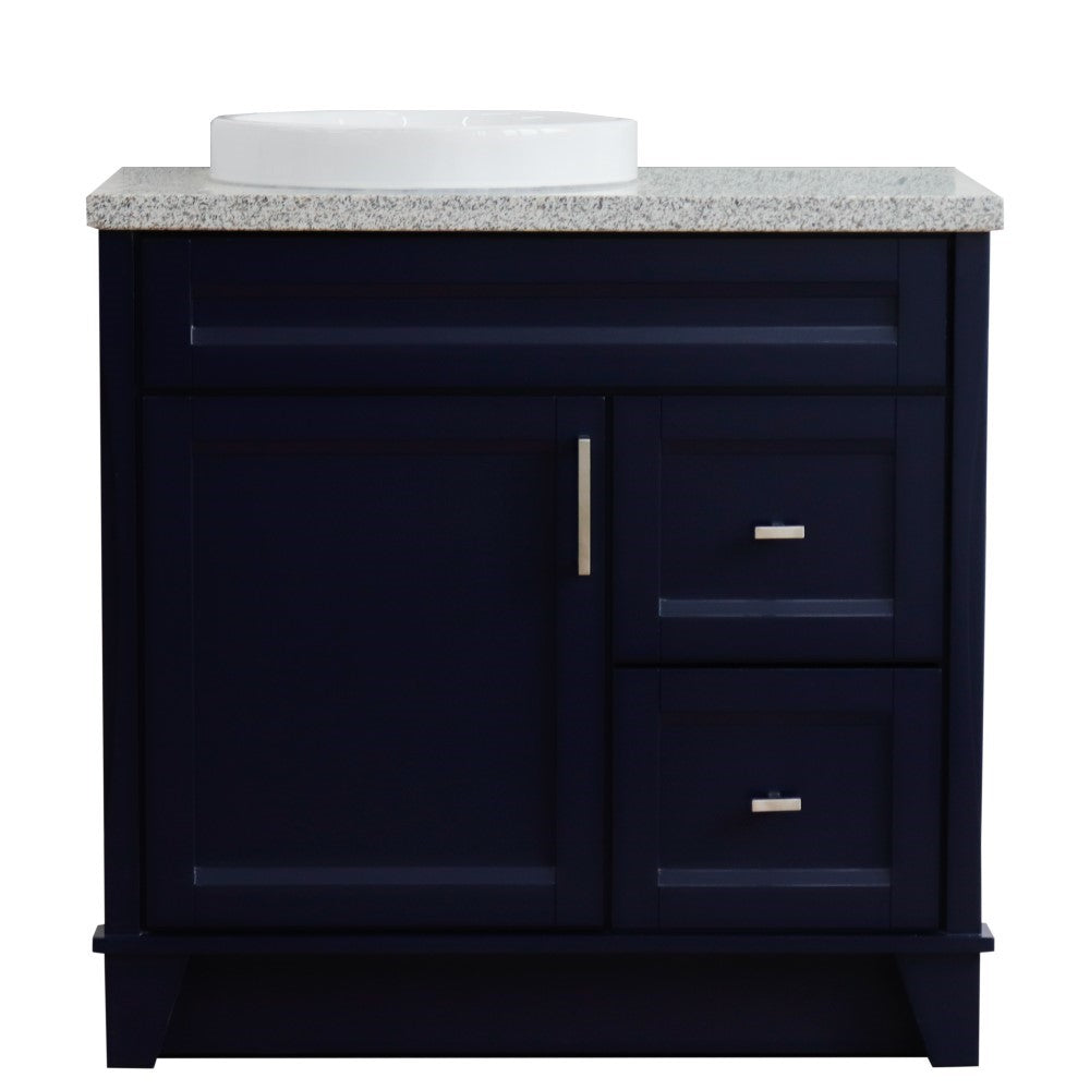 Bellaterra Home 37" Single sink vanity in White finish with Black galaxy granite and Left door/Round Left sink - Luxe Bathroom Vanities