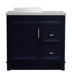 Bellaterra Home 37" Single sink vanity in White finish with Black galaxy granite and Left door/Round Left sink - Luxe Bathroom Vanities