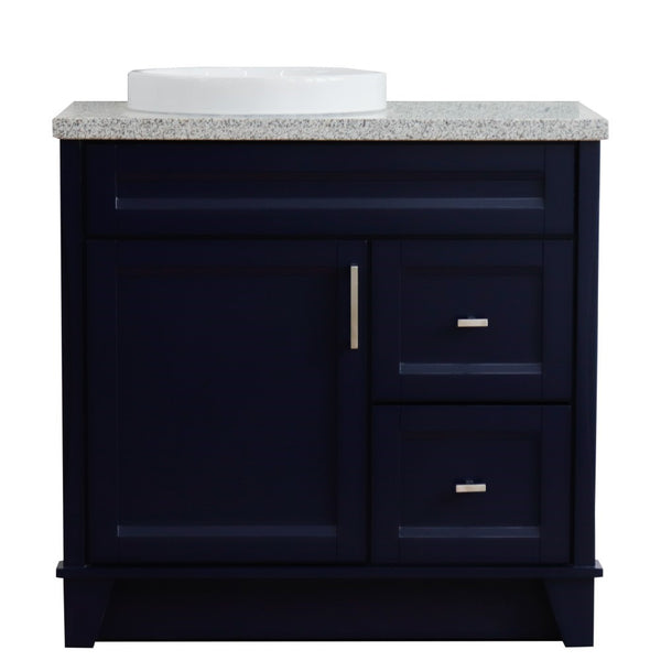 Bellaterra Home 37" Single sink vanity in White finish with Black galaxy granite and Left door/Round Left sink - Luxe Bathroom Vanities