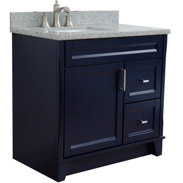 Bellaterra Home 37" Single sink vanity in White finish with Black galaxy granite and Left door/Left sink - Luxe Bathroom Vanities