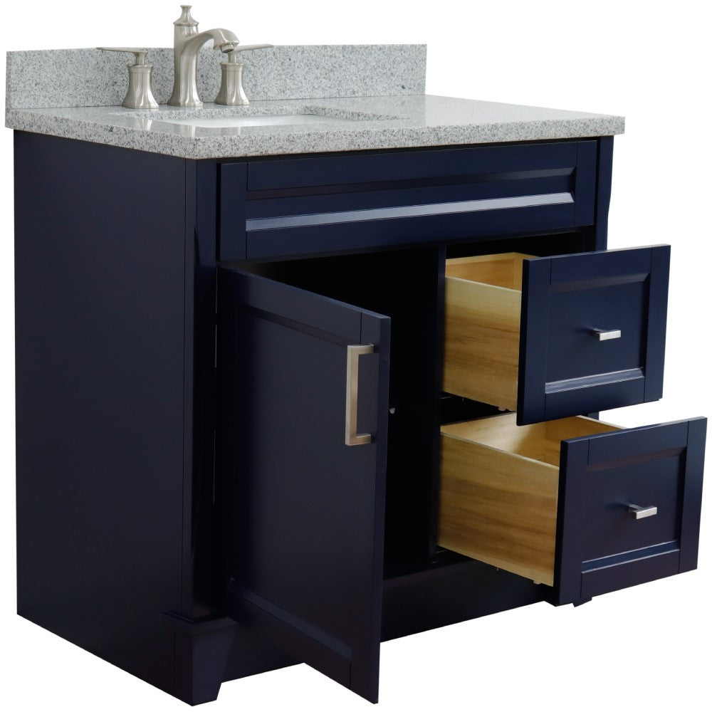 Bellaterra Home 37" Single sink vanity in White finish with Black galaxy granite and Left door/Left sink - Luxe Bathroom Vanities