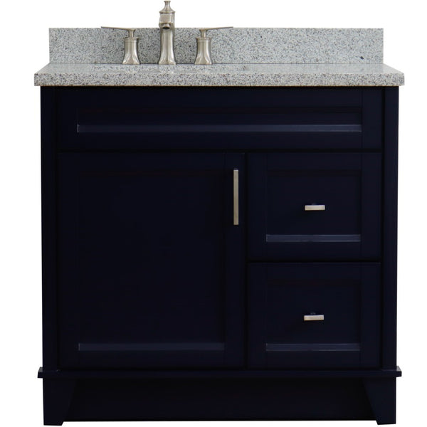 Bellaterra Home 37" Single sink vanity in White finish with Black galaxy granite and Left door/Left sink - Luxe Bathroom Vanities