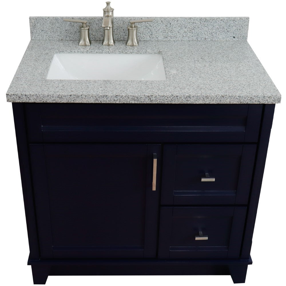 Bellaterra Home 37" Single sink vanity in White finish with Black galaxy granite and Left door/Left sink - Luxe Bathroom Vanities