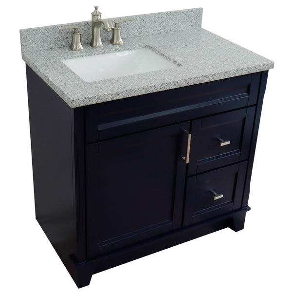 Bellaterra Home 37" Single sink vanity in White finish with Black galaxy granite and Left door/Left sink - Luxe Bathroom Vanities