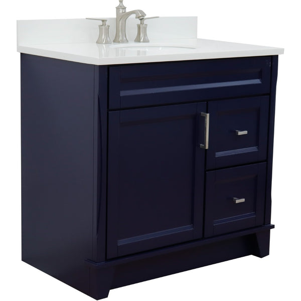 Bellaterra Home 37" Single sink vanity in White finish with Black galaxy granite and Left door/Center sink - Luxe Bathroom Vanities