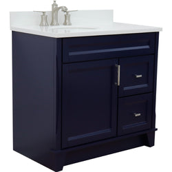 Bellaterra Home 37" Single sink vanity in White finish with Black galaxy granite and and Left door/Left sink - Luxe Bathroom Vanities