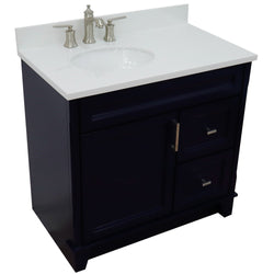 Bellaterra Home 37" Single sink vanity in White finish with Black galaxy granite and and Left door/Left sink - Luxe Bathroom Vanities