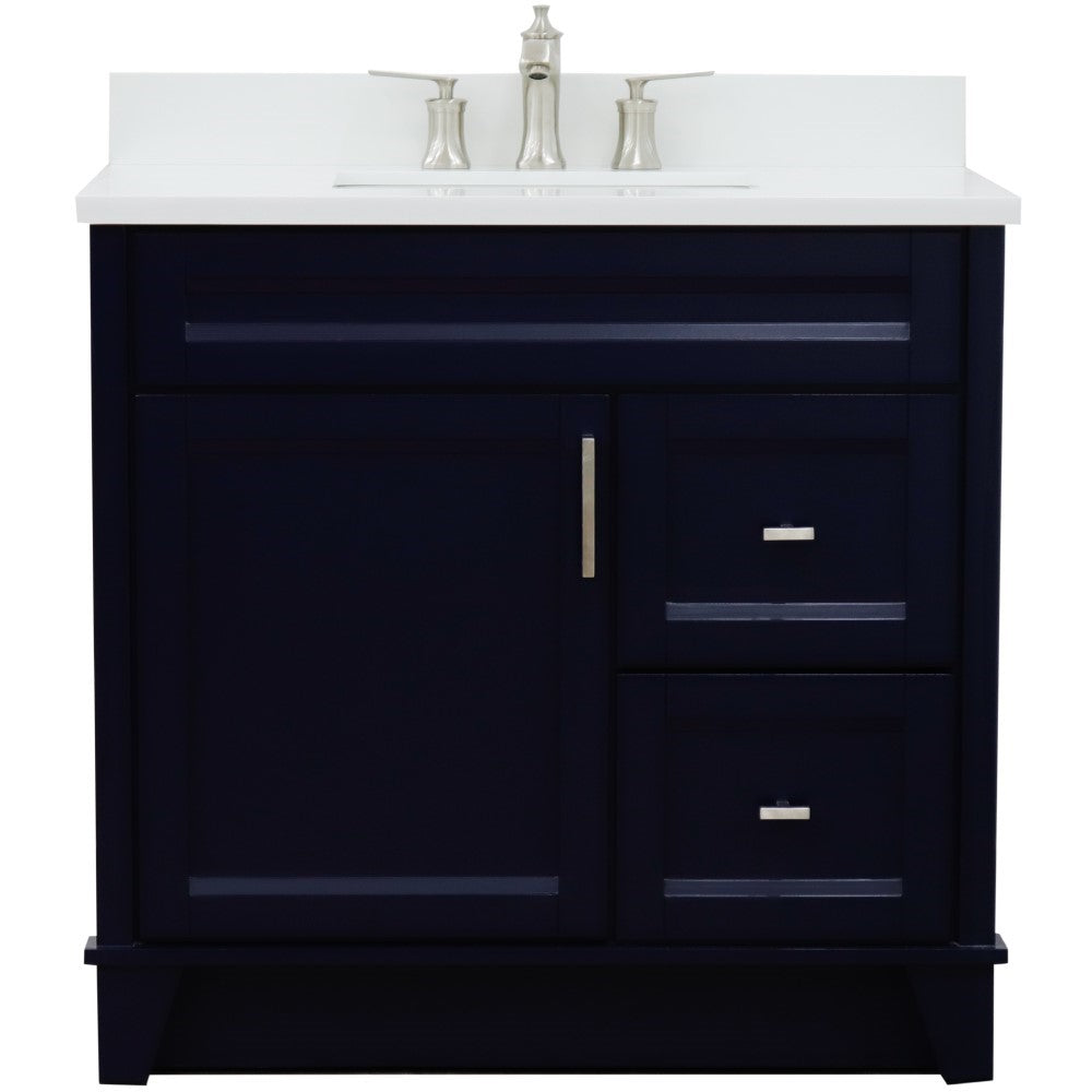 Bellaterra Home 37" Single sink vanity in White finish with Black galaxy granite and Left door/Center sink - Luxe Bathroom Vanities