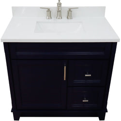 Bellaterra Home 37" Single sink vanity in White finish with Black galaxy granite and Left door/Center sink - Luxe Bathroom Vanities