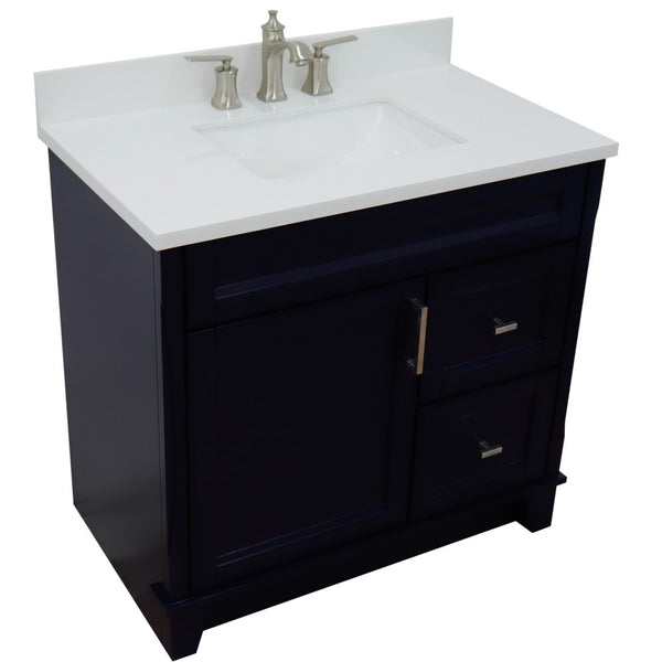 Bellaterra Home 37" Single sink vanity in White finish with Black galaxy granite and Left door/Center sink - Luxe Bathroom Vanities