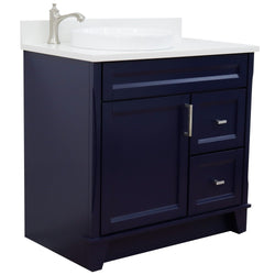 Bellaterra Home 37" Single sink vanity in White finish with Black galaxy granite and Left door/Round Left sink - Luxe Bathroom Vanities