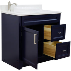 Bellaterra Home 37" Single sink vanity in White finish with Black galaxy granite and Left door/Round Left sink - Luxe Bathroom Vanities