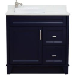 Bellaterra Home 37" Single sink vanity in White finish with Black galaxy granite and Left door/Round Left sink - Luxe Bathroom Vanities