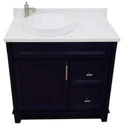 Bellaterra Home 37" Single sink vanity in White finish with Black galaxy granite and Left door/Round Left sink - Luxe Bathroom Vanities