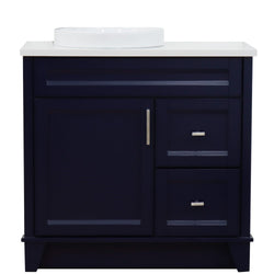 Bellaterra Home 37" Single sink vanity in White finish with Black galaxy granite and Left door/Round Left sink - Luxe Bathroom Vanities
