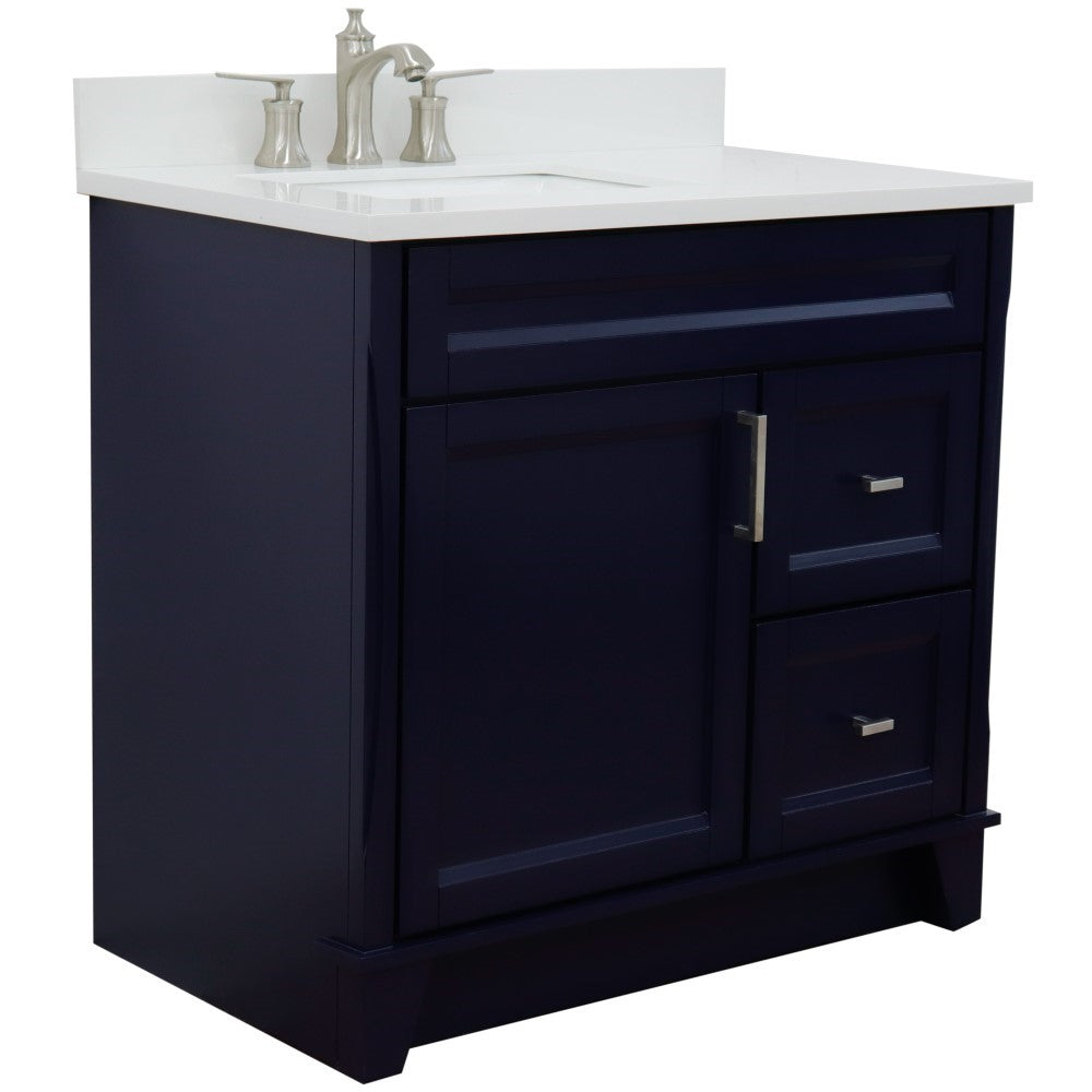 Bellaterra Home 37" Single sink vanity in White finish with Black galaxy granite and Left door/Left sink - Luxe Bathroom Vanities