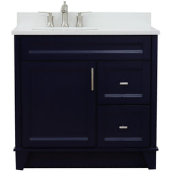 Bellaterra Home 37" Single sink vanity in White finish with Black galaxy granite and Left door/Left sink - Luxe Bathroom Vanities