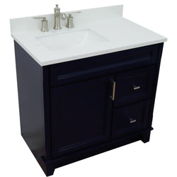 Bellaterra Home 37" Single sink vanity in White finish with Black galaxy granite and Left door/Left sink - Luxe Bathroom Vanities