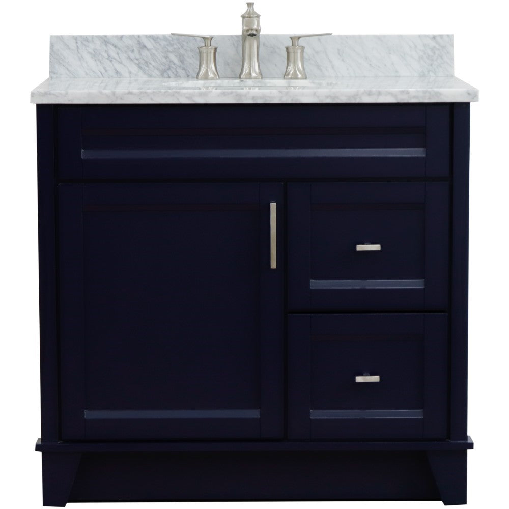 Bellaterra Home 37" Single sink vanity in White finish with Black galaxy granite and Left door/Center sink - Luxe Bathroom Vanities