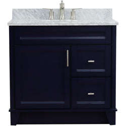 Bellaterra Home 37" Single sink vanity in White finish with Black galaxy granite and Left door/Center sink - Luxe Bathroom Vanities