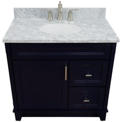 Bellaterra Home 37" Single sink vanity in White finish with Black galaxy granite and Left door/Center sink - Luxe Bathroom Vanities