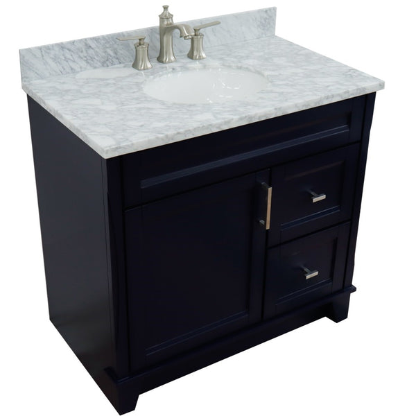 Bellaterra Home 37" Single sink vanity in White finish with Black galaxy granite and Left door/Center sink - Luxe Bathroom Vanities