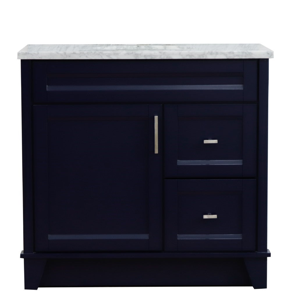 Bellaterra Home 37" Single sink vanity in White finish with Black galaxy granite and Left door/Center sink - Luxe Bathroom Vanities