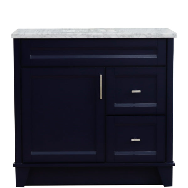 Bellaterra Home 37" Single sink vanity in White finish with Black galaxy granite and Left door/Center sink - Luxe Bathroom Vanities