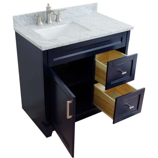 Bellaterra Home 37" Single sink vanity in White finish with Black galaxy granite and Left door/Left sink - Luxe Bathroom Vanities