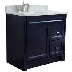 Bellaterra Home 37" Single sink vanity in White finish with Black galaxy granite and Left door/Left sink - Luxe Bathroom Vanities