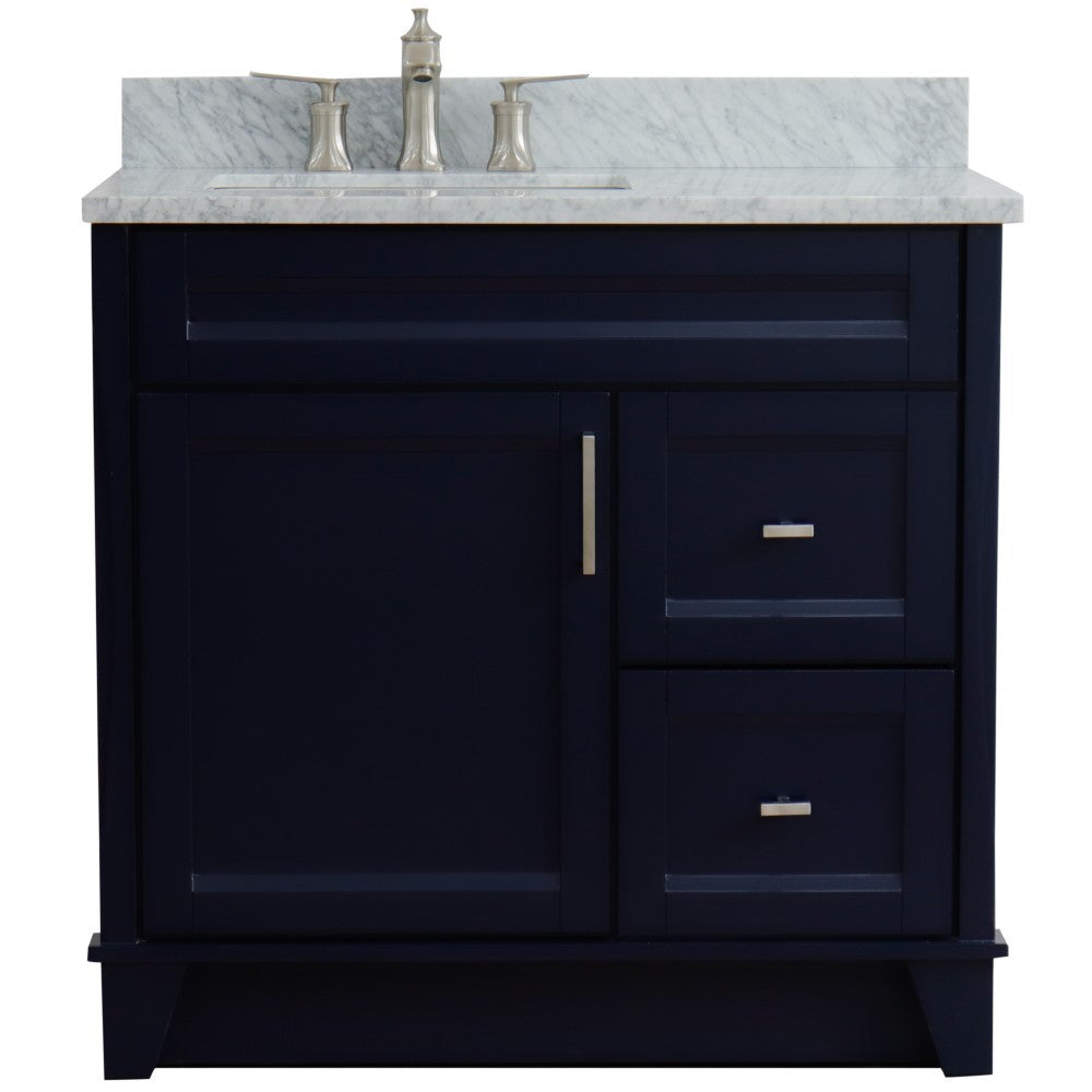 Bellaterra Home 37" Single sink vanity in White finish with Black galaxy granite and Left door/Left sink - Luxe Bathroom Vanities