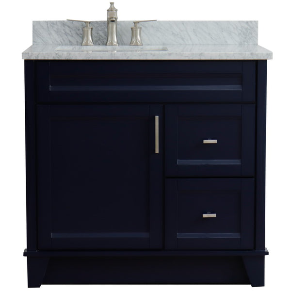 Bellaterra Home 37" Single sink vanity in White finish with Black galaxy granite and Left door/Left sink - Luxe Bathroom Vanities