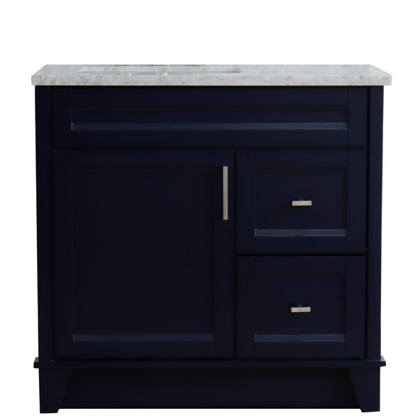 Bellaterra Home 37" Single sink vanity in White finish with Black galaxy granite and Left door/Left sink - Luxe Bathroom Vanities