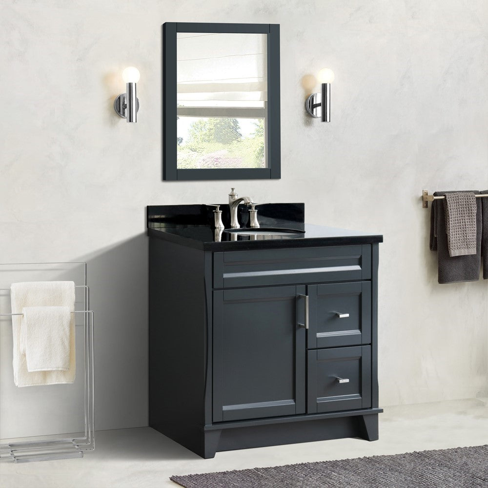 Bellaterra Home 37" Single sink vanity in White finish with Black galaxy granite and Left door/Center sink - Luxe Bathroom Vanities