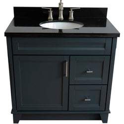 Bellaterra Home 37" Single sink vanity in White finish with Black galaxy granite and Left door/Center sink - Luxe Bathroom Vanities