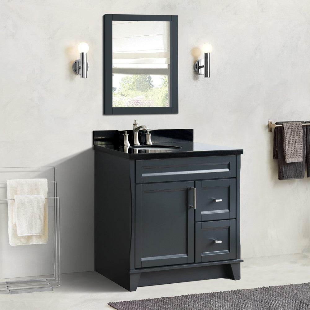 Bellaterra Home 37" Single sink vanity in White finish with Black galaxy granite and and Left door/Left sink - Luxe Bathroom Vanities