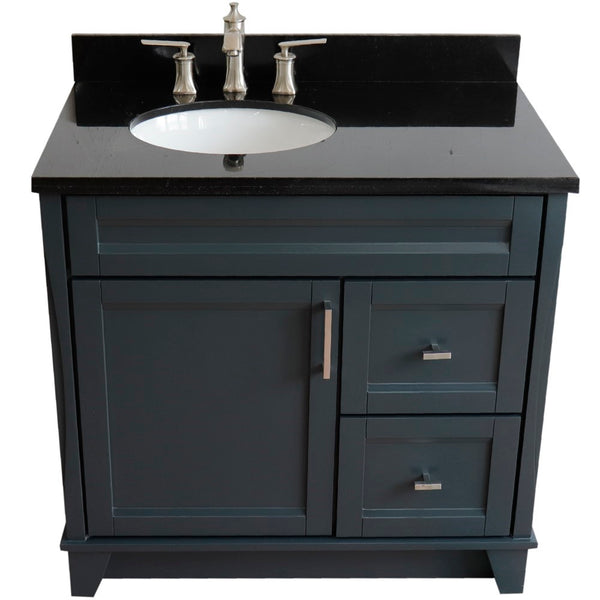 Bellaterra Home 37" Single sink vanity in White finish with Black galaxy granite and and Left door/Left sink - Luxe Bathroom Vanities